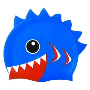 3d Cobalt Blue Red Wrinkle, Silicone Kids Swim Cap, 5 years - 15 years