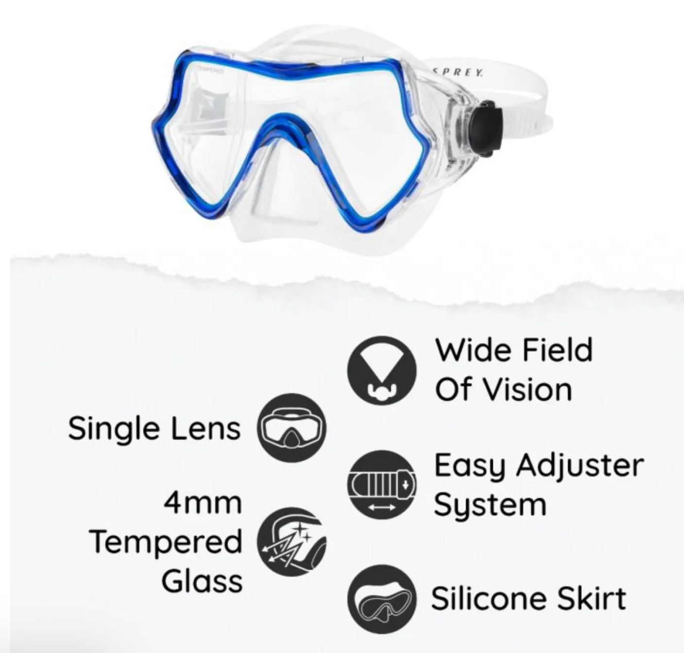 Adults Mask , Snorkel Set With Fins  - Blue