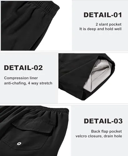 APTRO Men's Swim Trunks with Compression Liner Bathing Suit Swimsuit #C318 M Shark