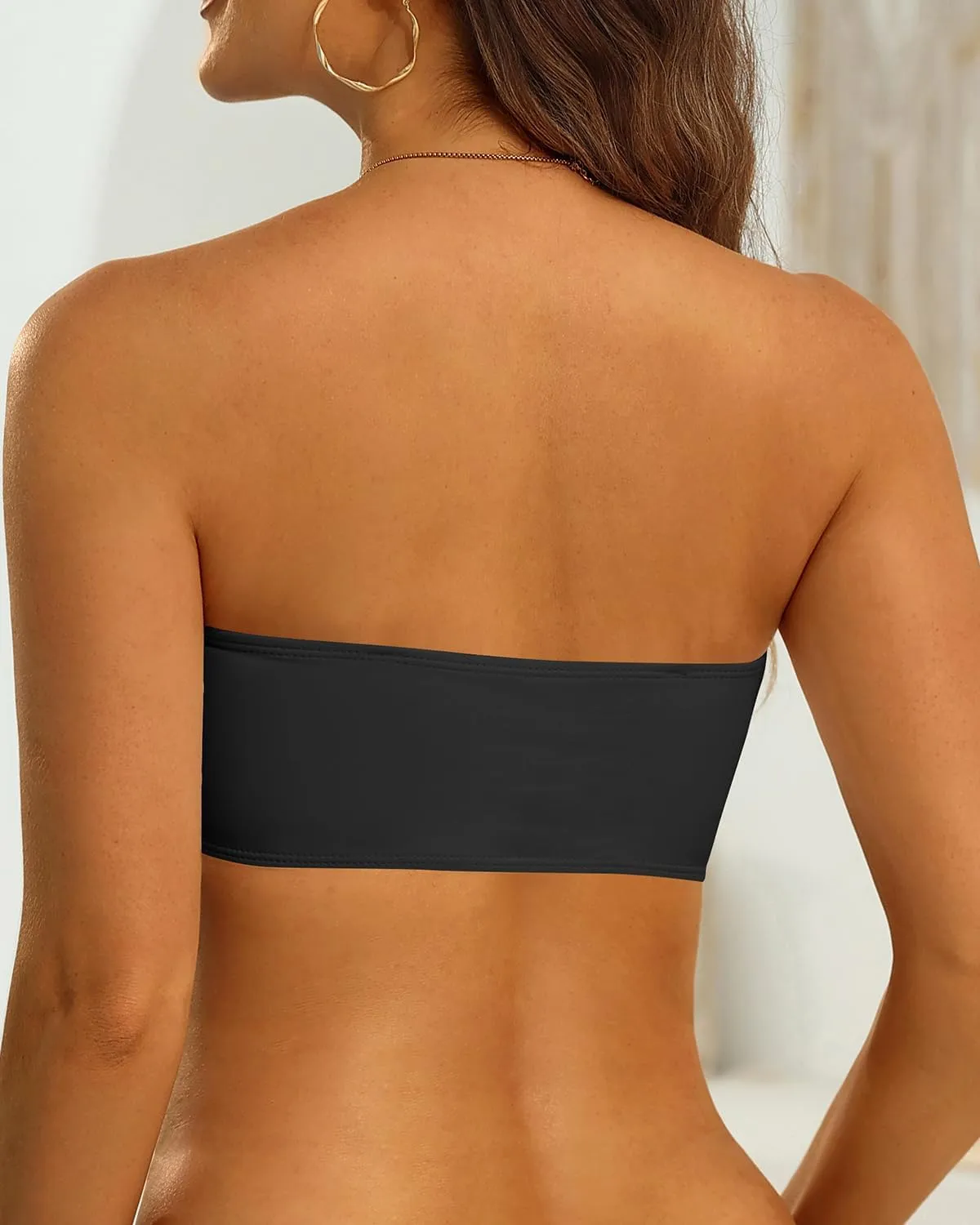 Aqua Eve Women Strapless Bikini Top Only Bandeau Swim Top Tube Top Swimsuit