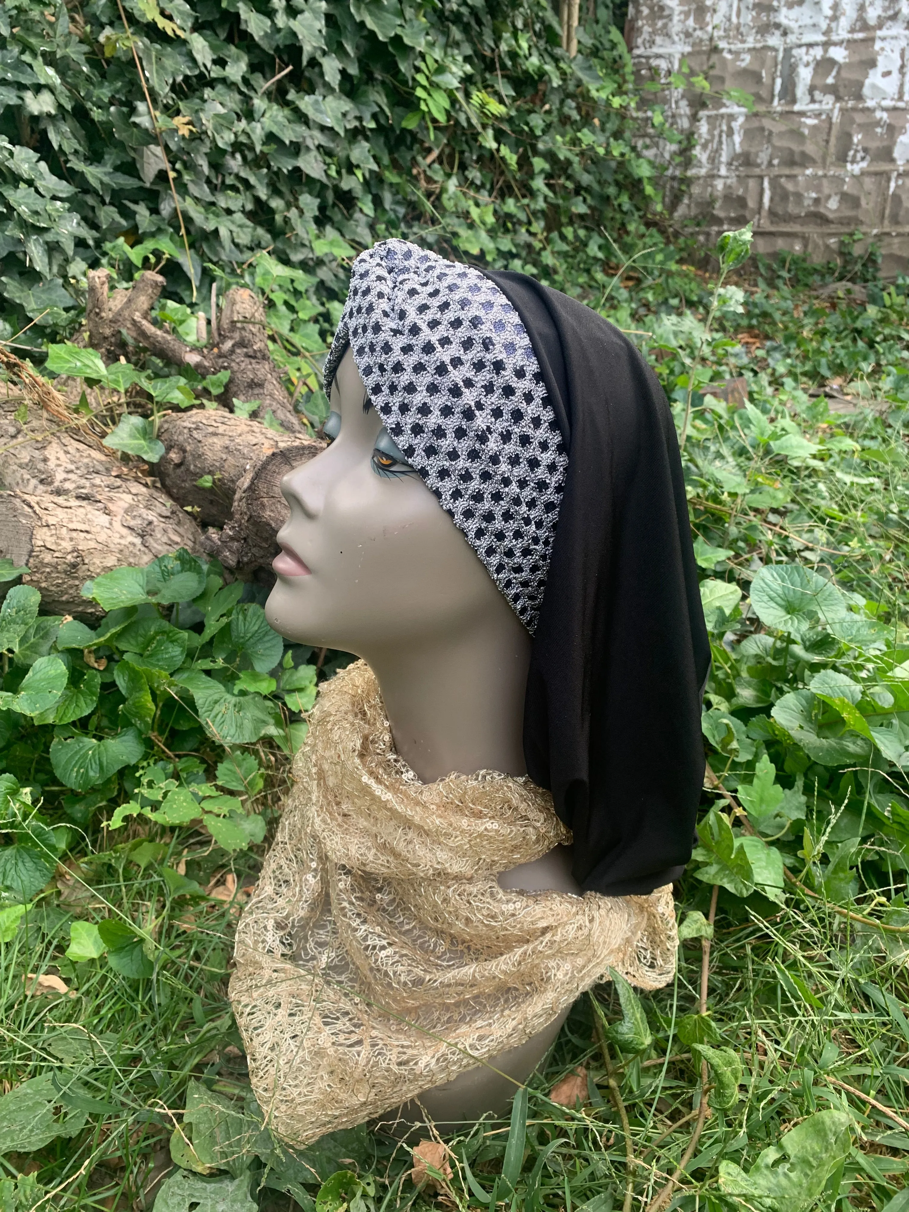 Black Grey Snood | Headcovering For Women | Woman’s Hair Scarf | Headscarf Turban | Modern Easy Hijab | Made in the USA by Uptown Girl Headwear