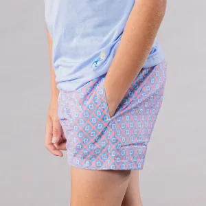 Boy's Cyclist Liner Swim Trunks - Diamond Pattern