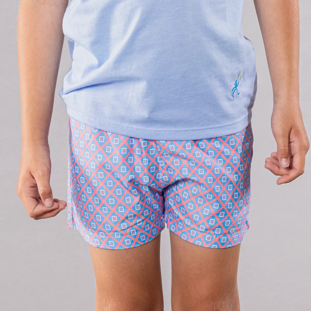 Boy's Cyclist Liner Swim Trunks - Diamond Pattern