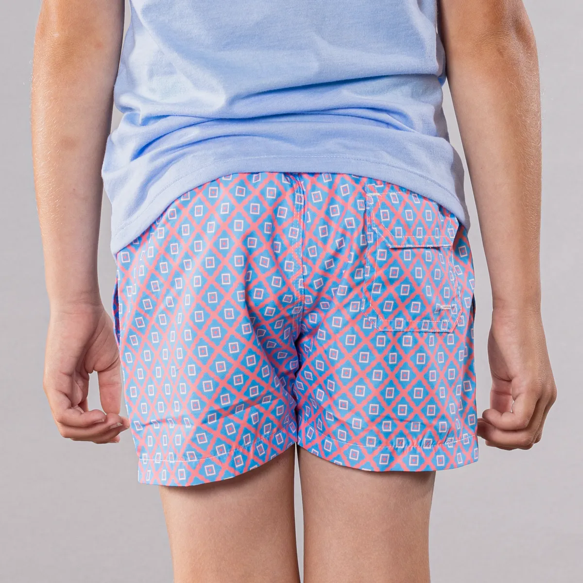 Boy's Cyclist Liner Swim Trunks - Diamond Pattern