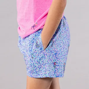 Boy's Cyclist Liner Swim Trunks - Rainbow Seahorses Aqua