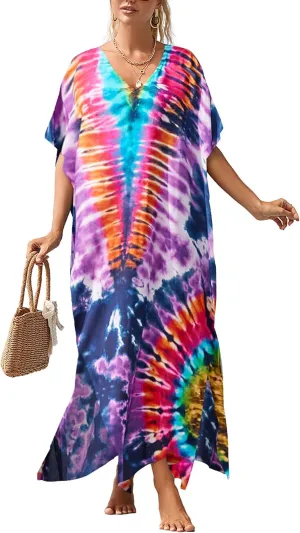 Bsubseach Kaftan Dresses for Women Petite Plus Size Caftan Swim Cover Up for Women Maxi Beach Dress