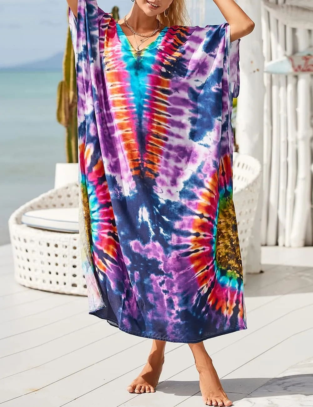 Bsubseach Kaftan Dresses for Women Petite Plus Size Caftan Swim Cover Up for Women Maxi Beach Dress