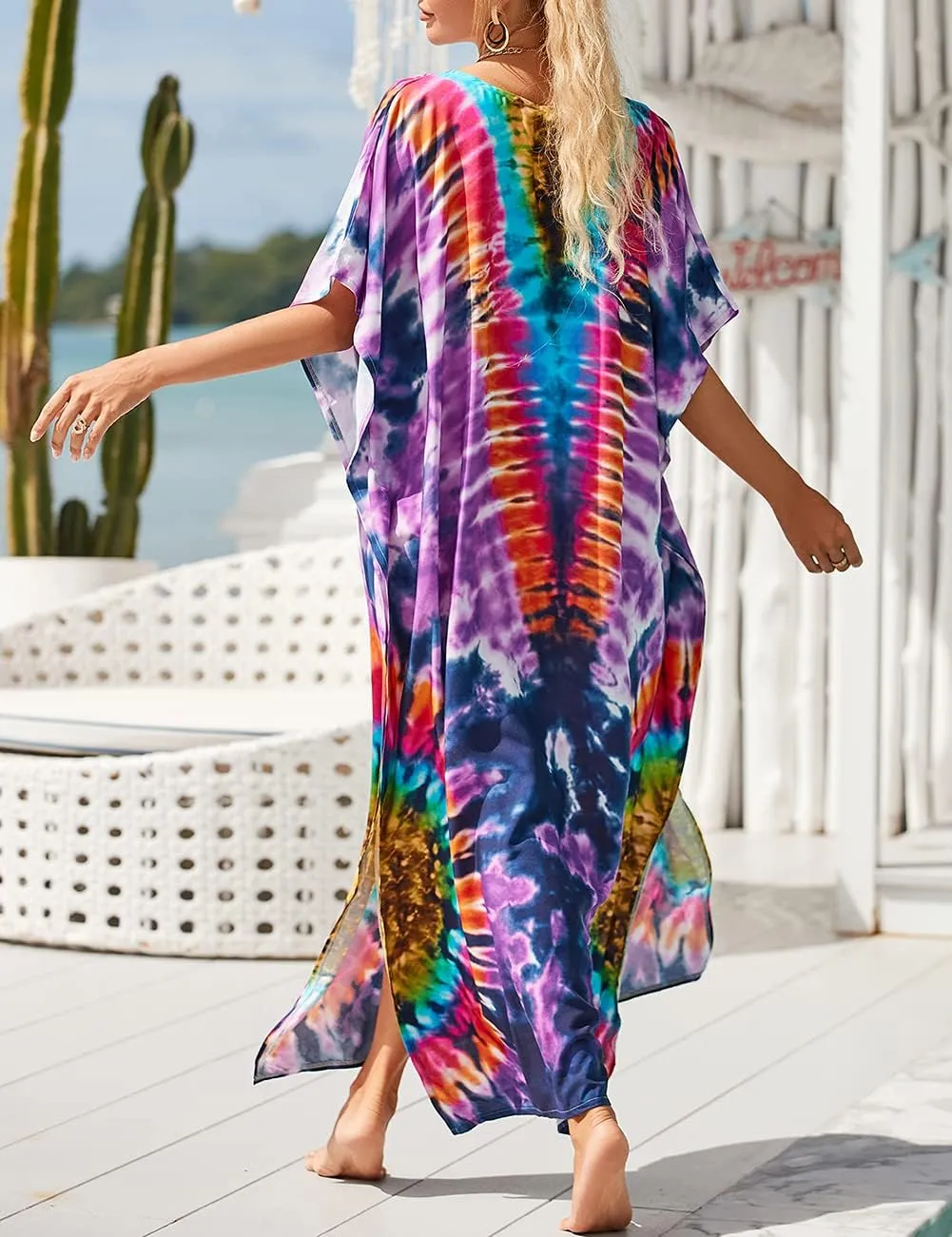 Bsubseach Kaftan Dresses for Women Petite Plus Size Caftan Swim Cover Up for Women Maxi Beach Dress