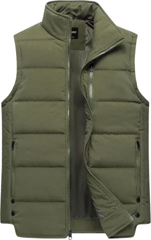 Chrisuno Men's Puffer Vest Casual Stand Collar Quilted Waistcoat Outdoor Padded Ski Vest