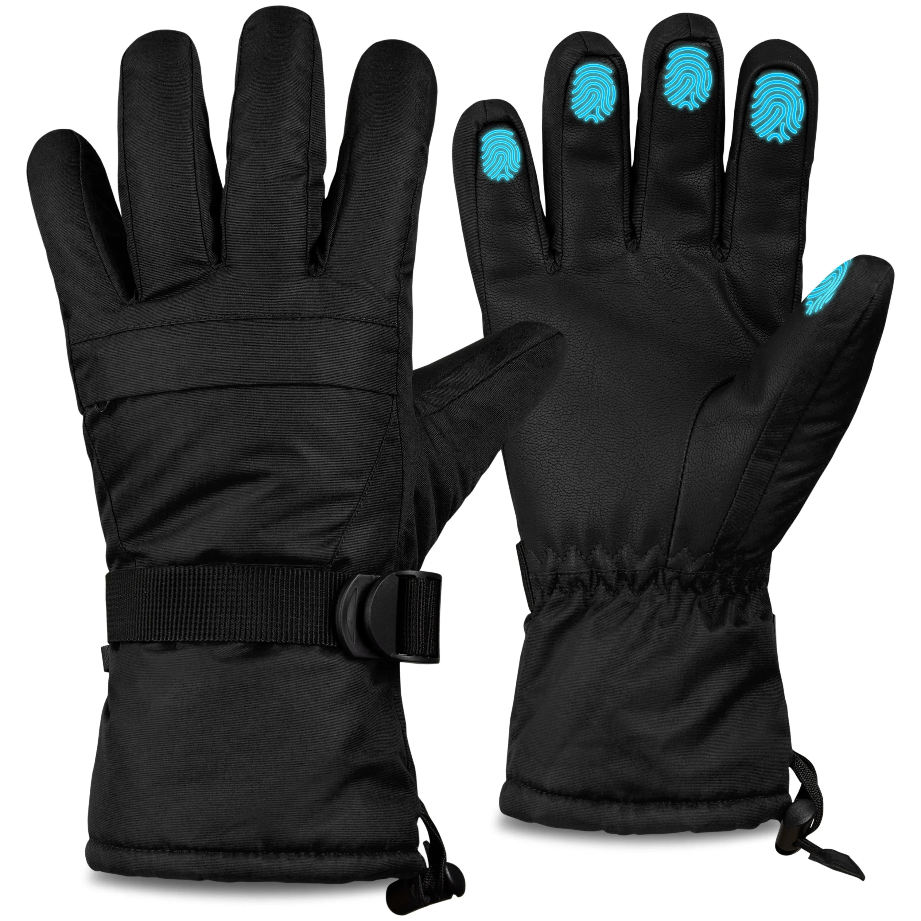 CityComfort Mens Skiing Gloves - Fleece Lined Touch Screen Gloves
