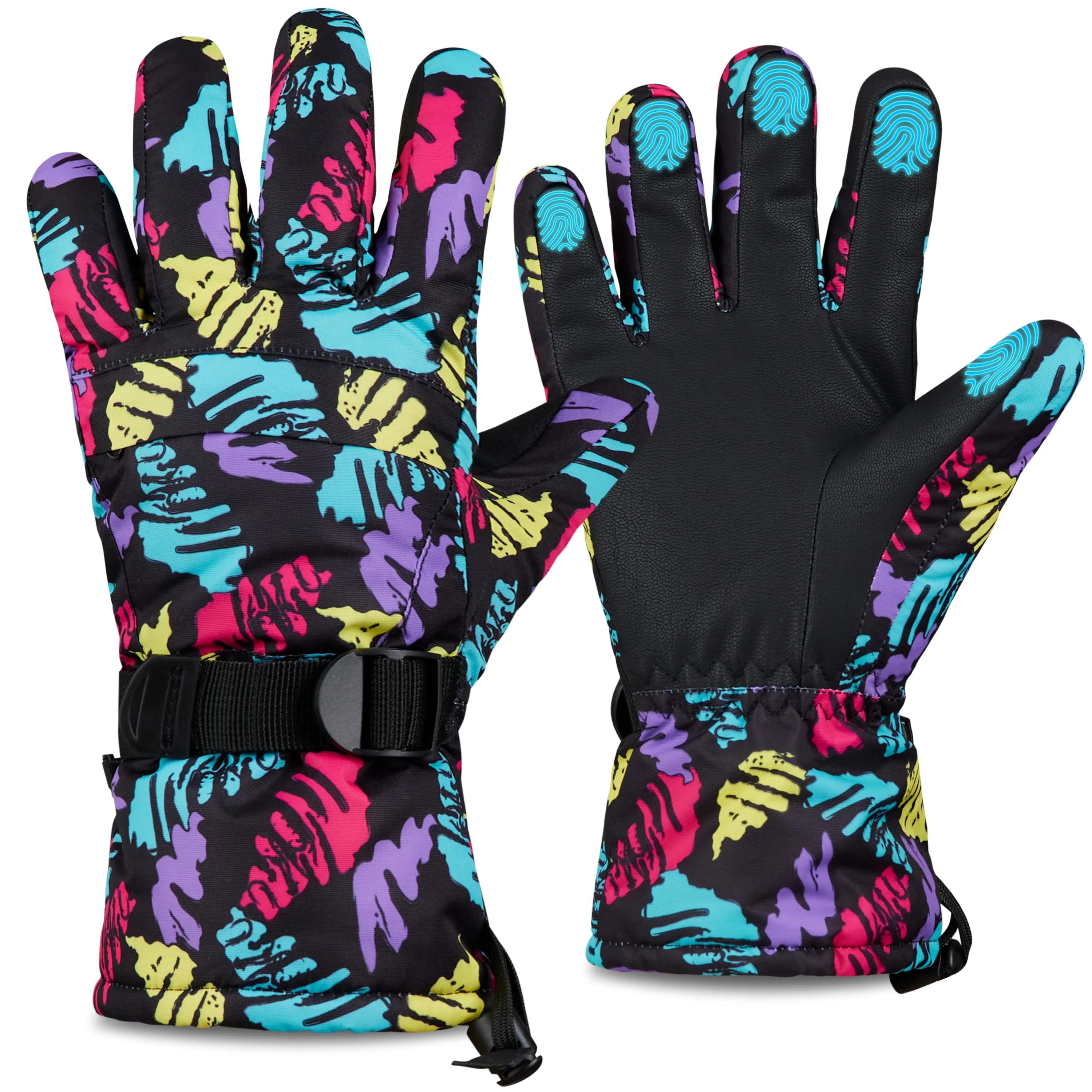 CityComfort Mens Skiing Gloves - Fleece Lined Touch Screen Gloves