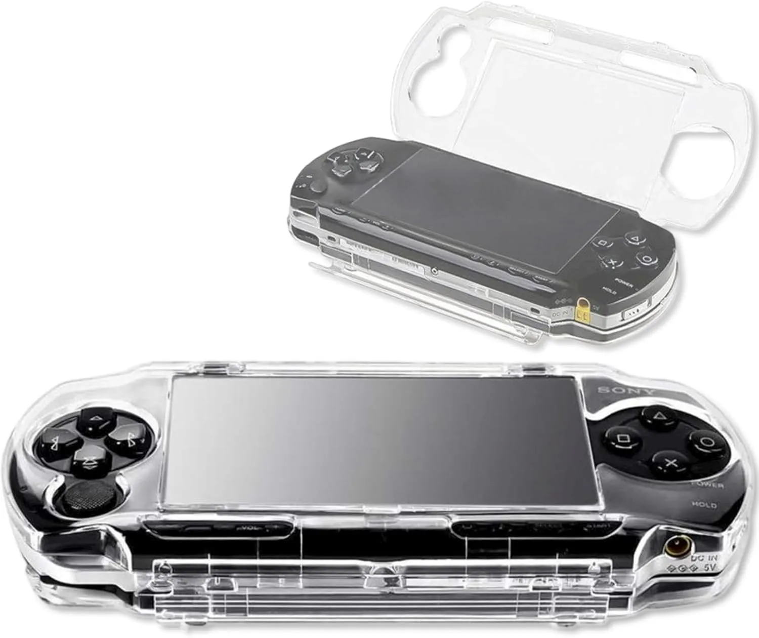 Clear Hard Case for PSP 1000 SeriesProtective Transparent Hard Case, Full Cover Protector Cover Case with Clear Display Movie Bracket, Shock/Scratch Resistant (for PSP 1000 Series)