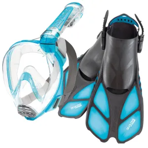Cressi Duke Dry Full Face Snorkelling Mask & Bonete Fins Set for Adults