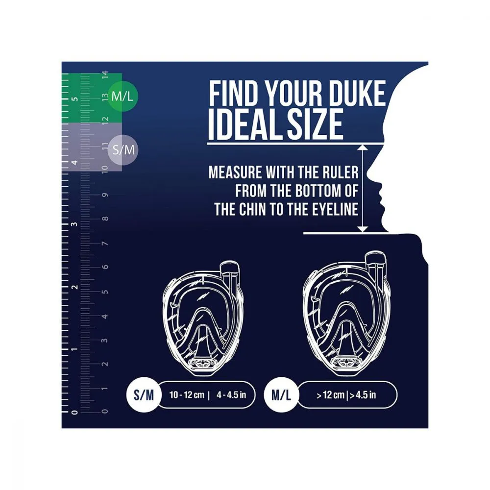 Cressi Duke Dry Full Face Snorkelling Mask & Bonete Fins Set for Adults