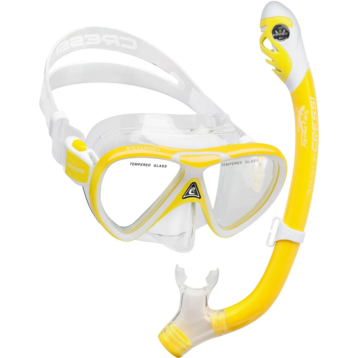 Cressi Pegaso Mask and Iguana Snorkel Dry Kids Package