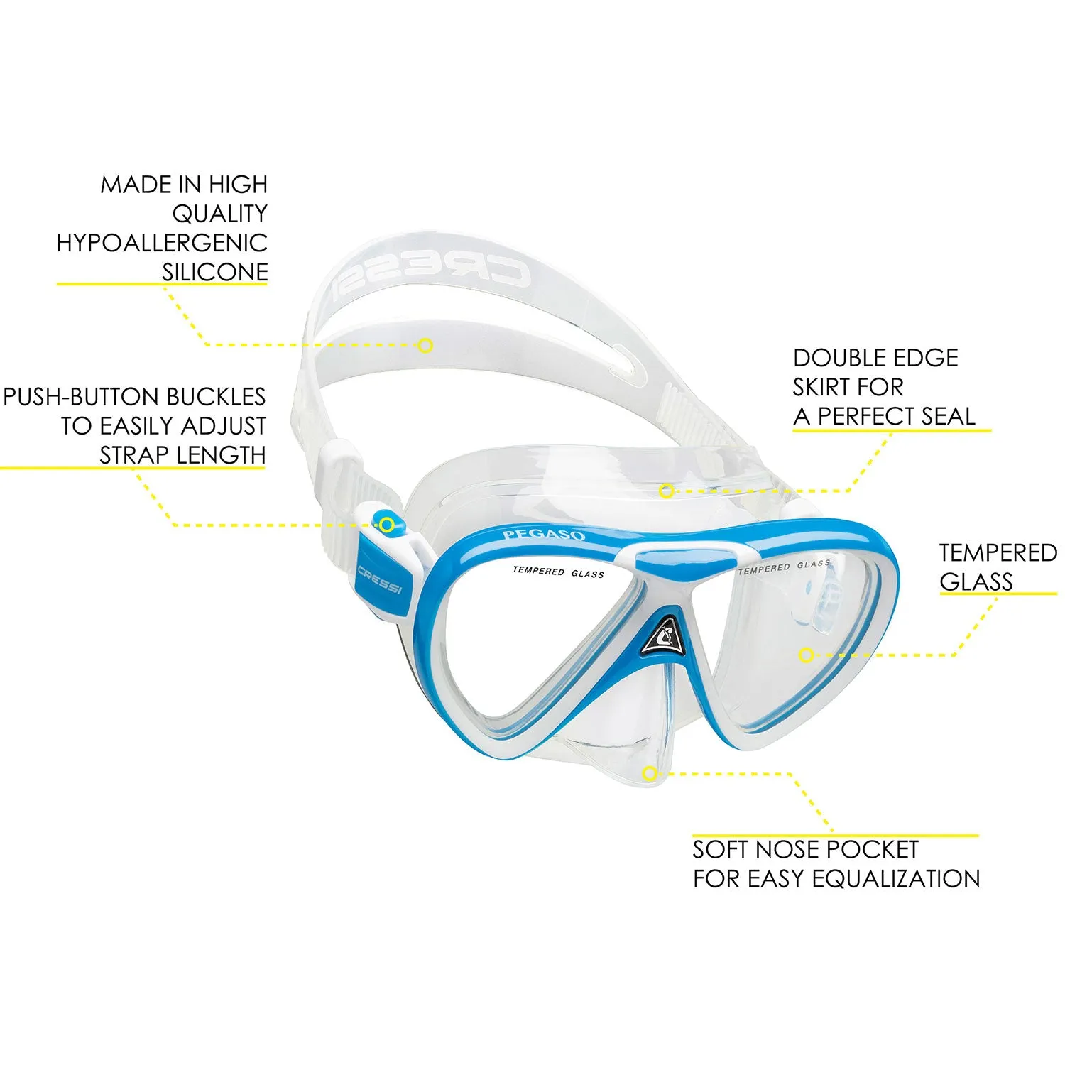 Cressi Pegaso Mask and Iguana Snorkel Dry Kids Package
