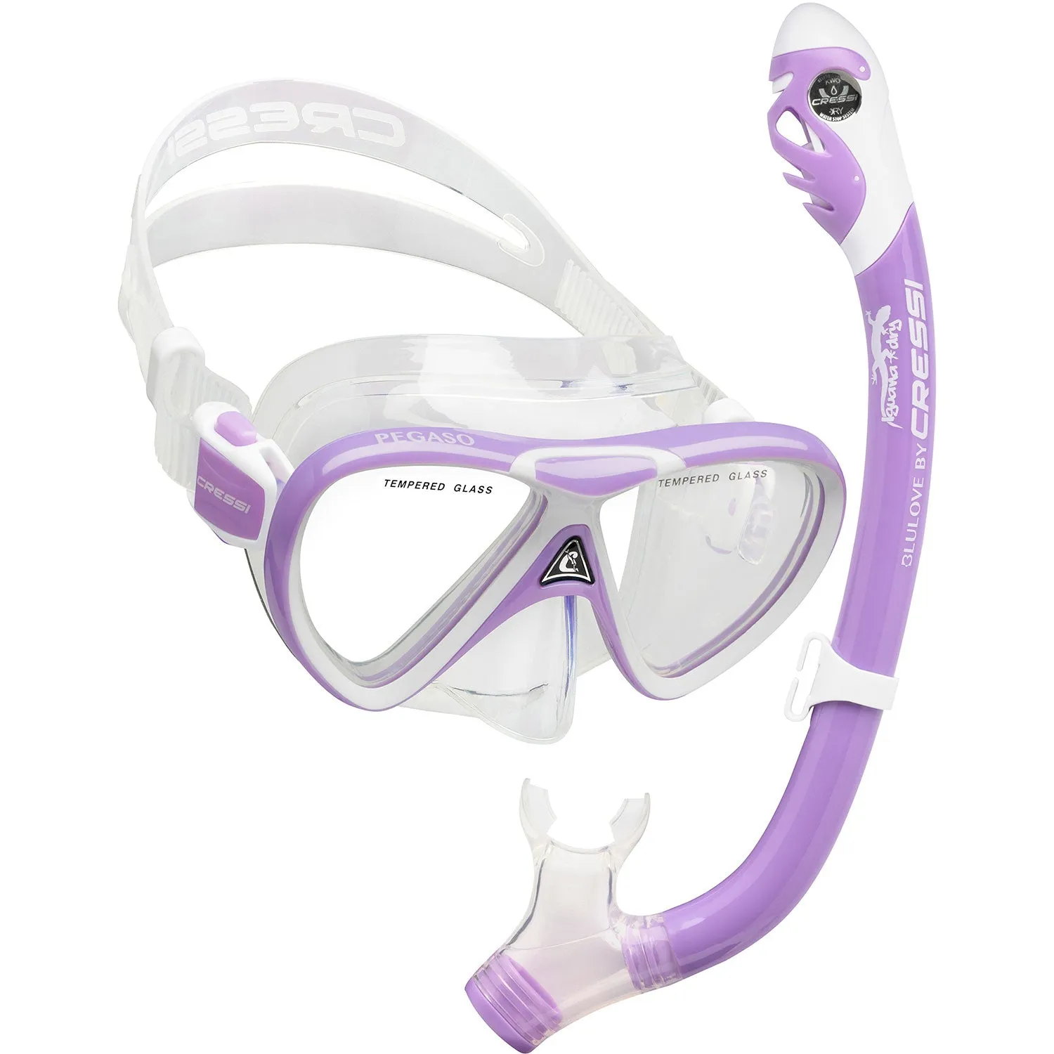 Cressi Pegaso Mask and Iguana Snorkel Dry Kids Package