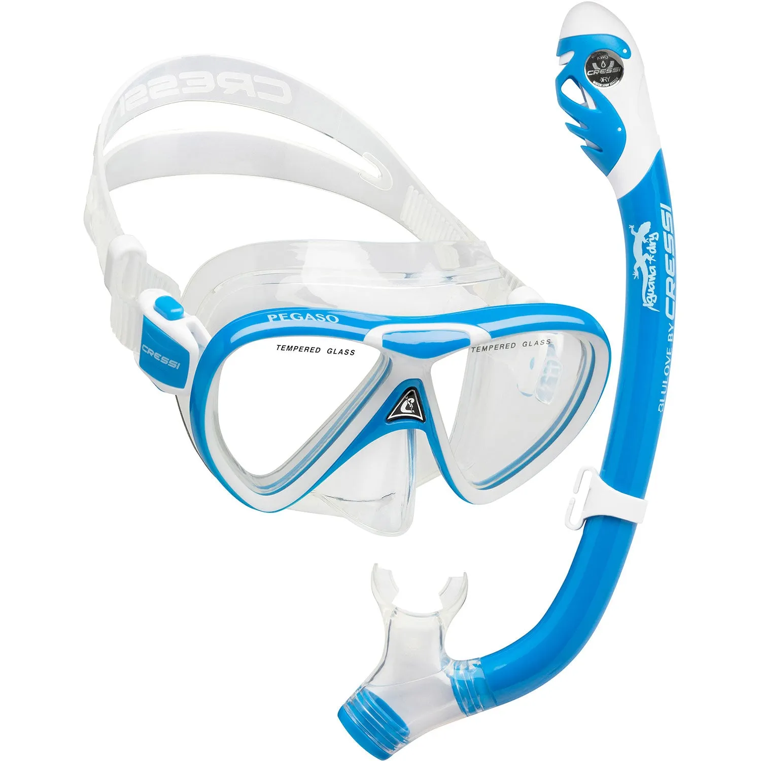 Cressi Pegaso Mask and Iguana Snorkel Dry Kids Package