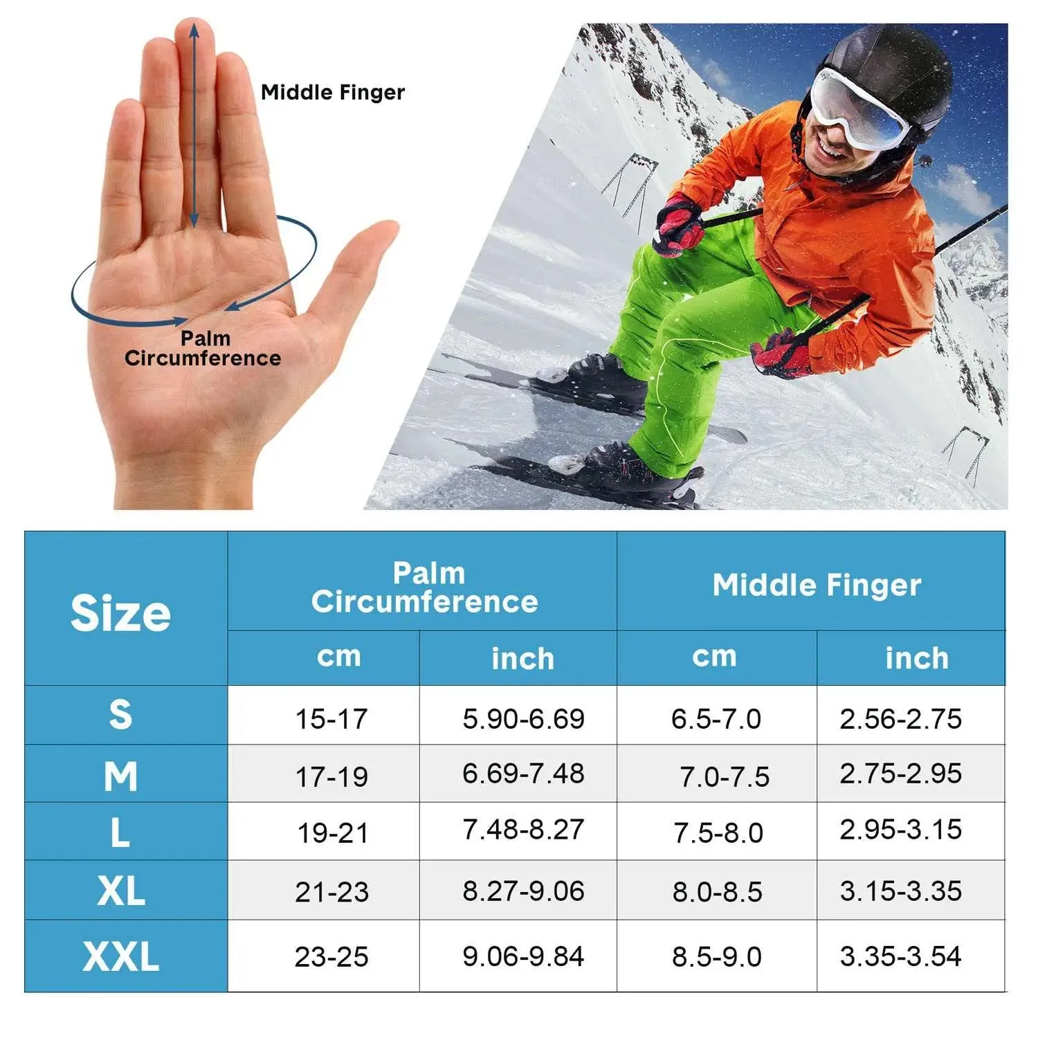 EXski Waterproof Ski Mittens - Thermal 3M Thinsulate Winter Gloves for Men and Women