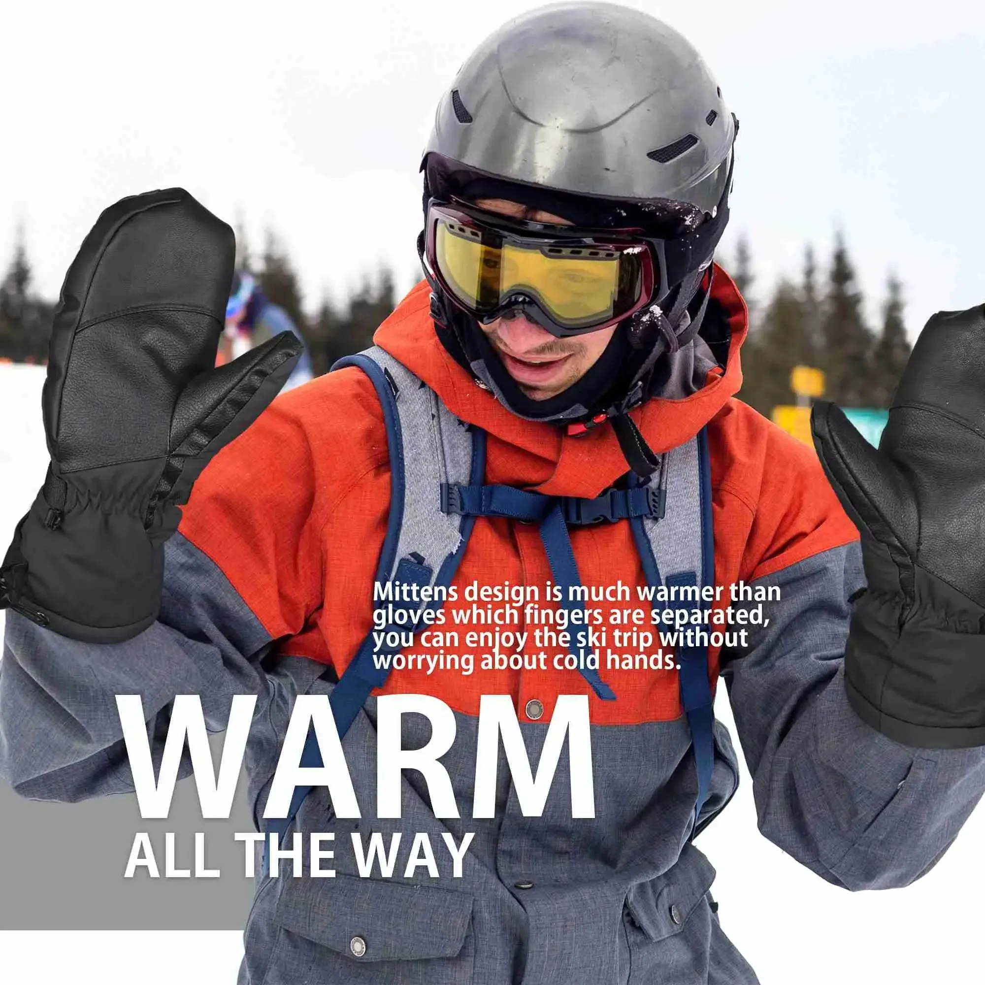 EXski Waterproof Ski Mittens - Thermal 3M Thinsulate Winter Gloves for Men and Women