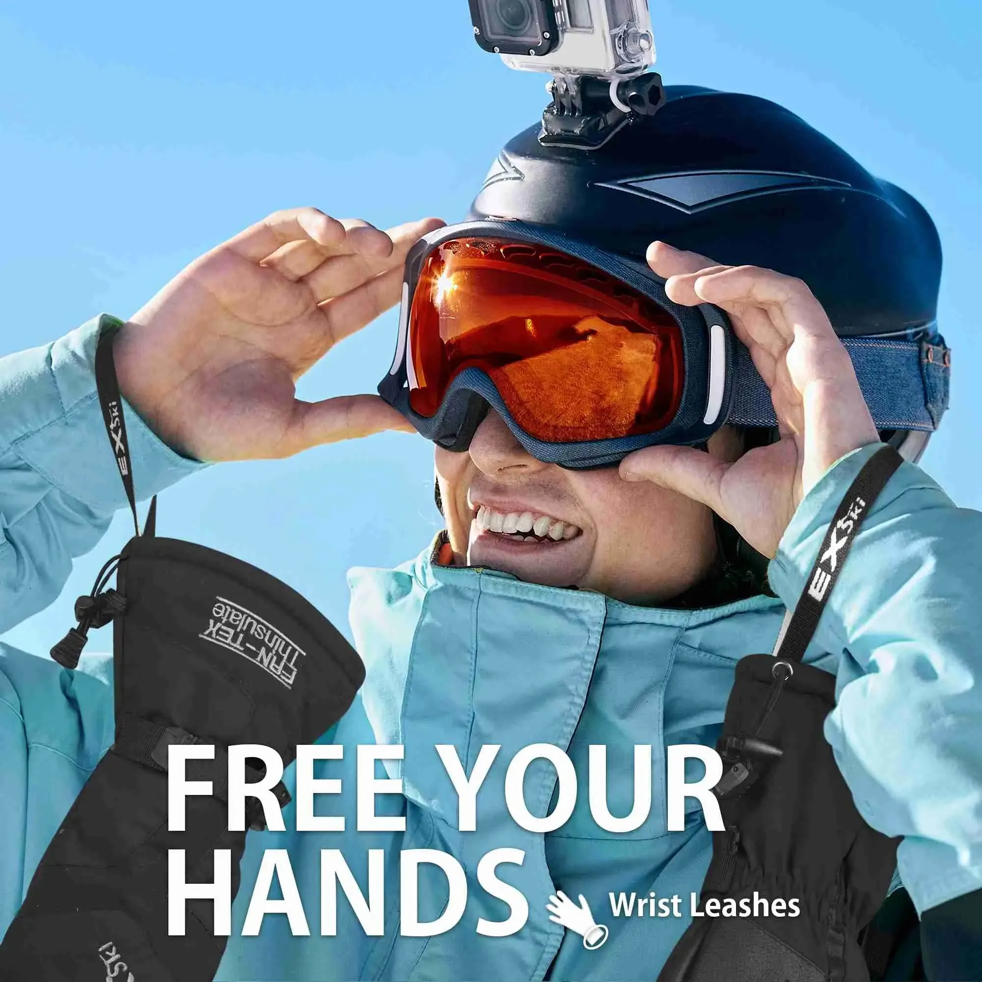 EXski Waterproof Ski Mittens - Thermal 3M Thinsulate Winter Gloves for Men and Women