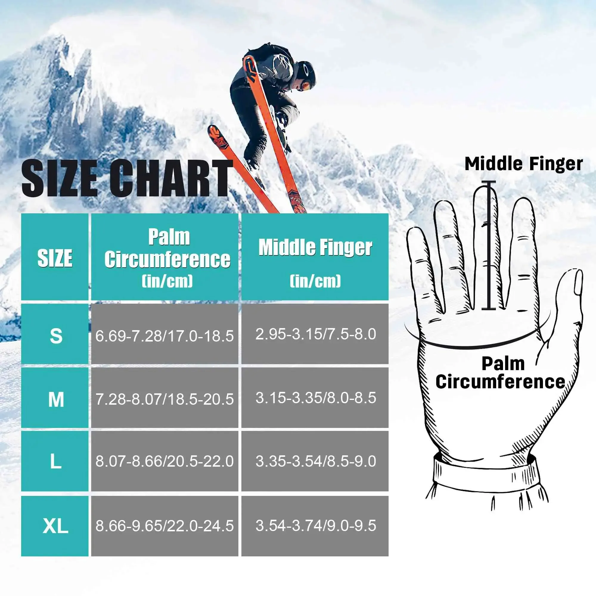 MCTi Ski Gloves Winter Waterproof Snowboard Snow Warm 3M Thinsulate PU Leather Cold Weather Gloves for Mens Womens