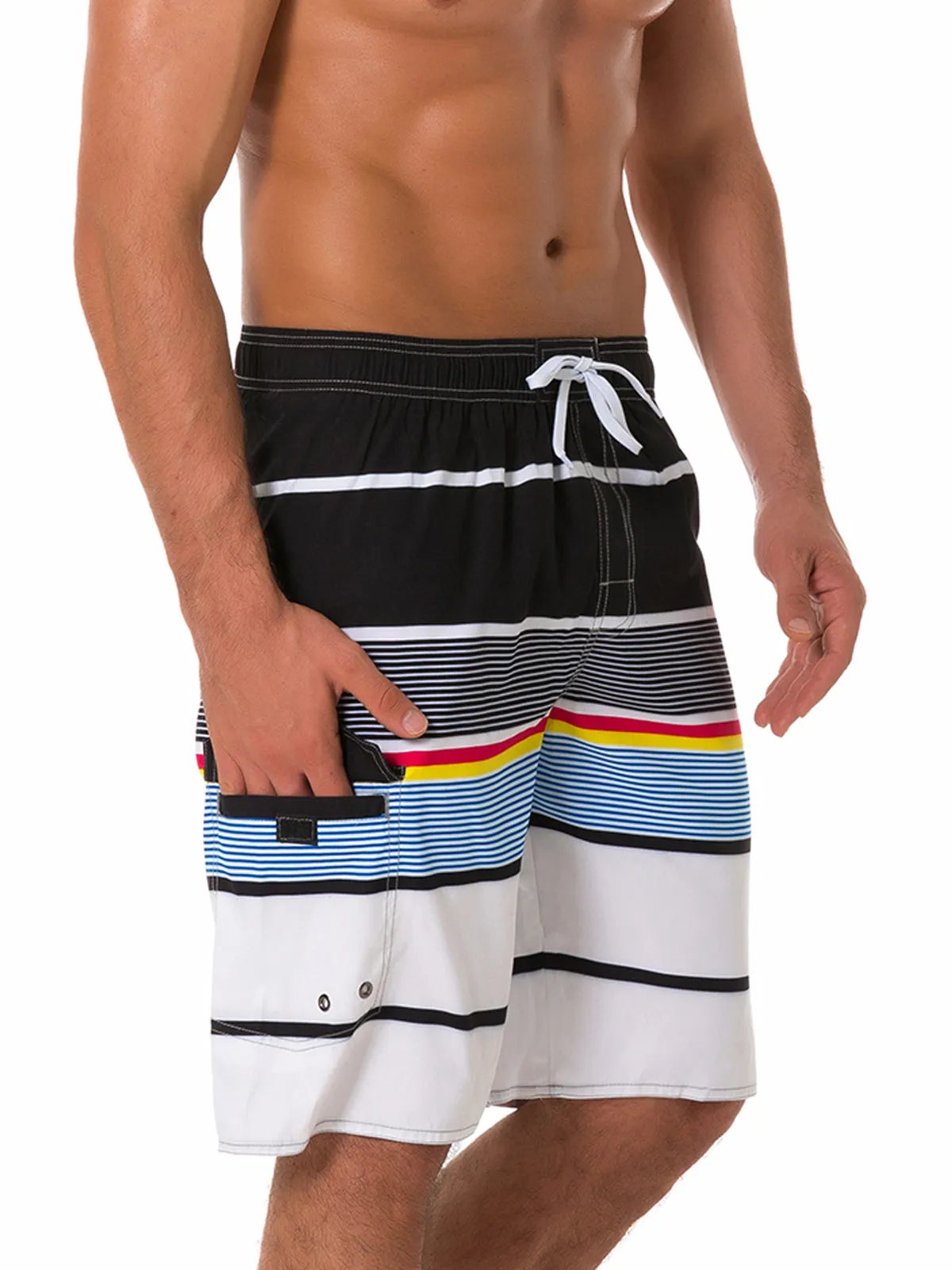 Men's Casual Multicolor Striped Summer Shorts Swimming Trunks