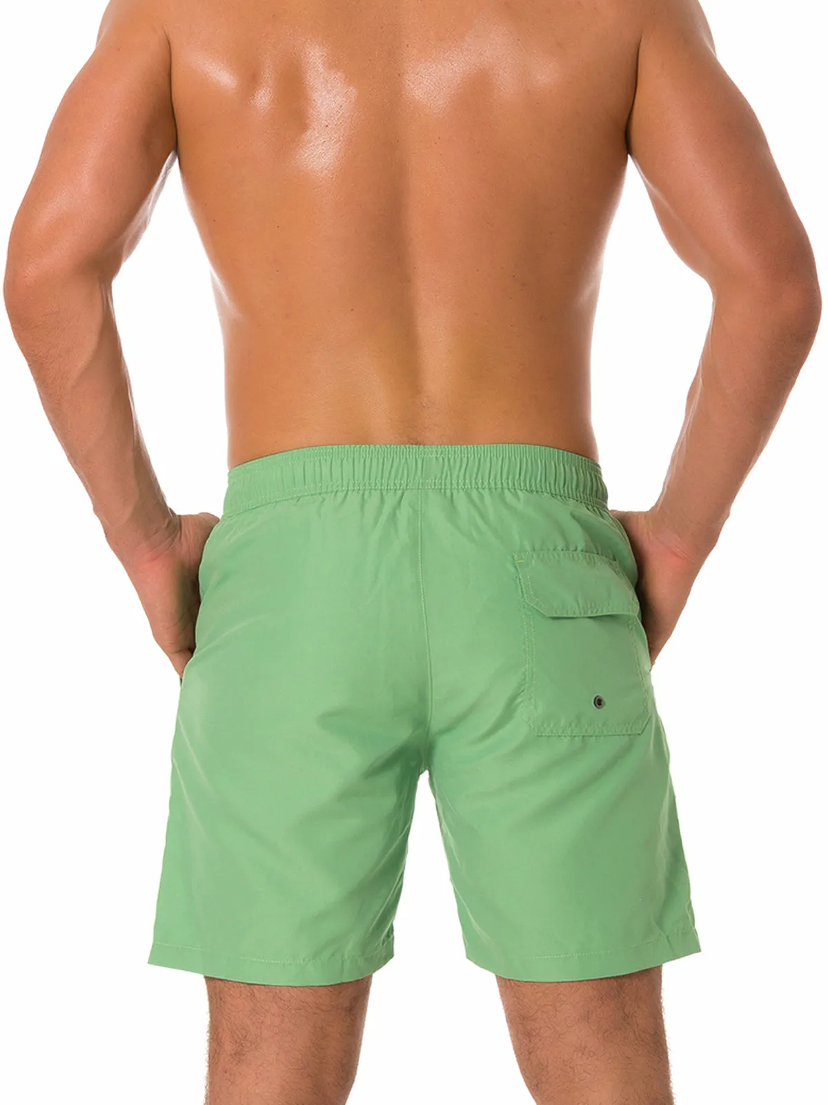 Men's Casual Summer Solid Color Beach Shorts Swimming Trunks