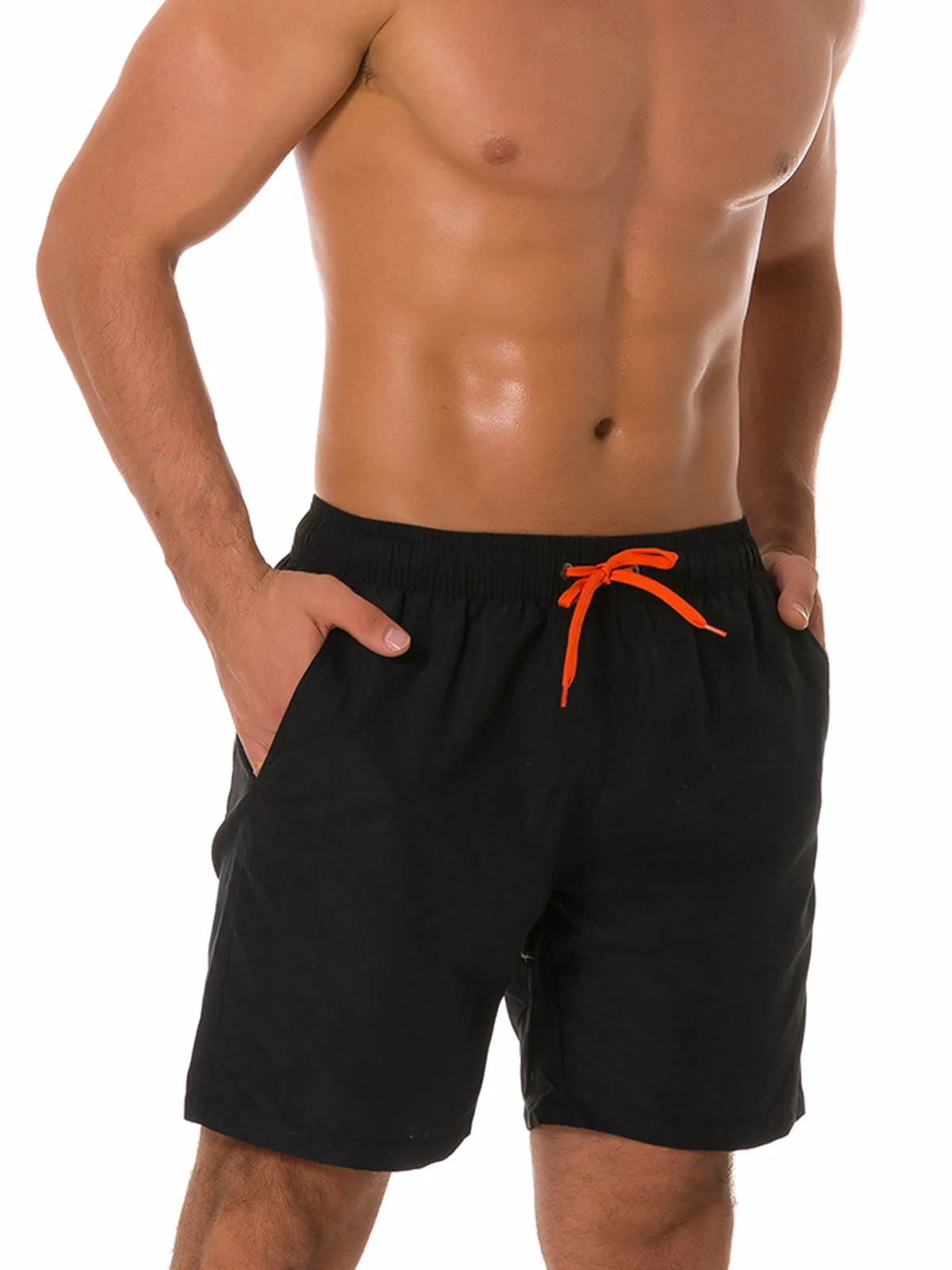Men's Casual Summer Solid Color Beach Shorts Swimming Trunks