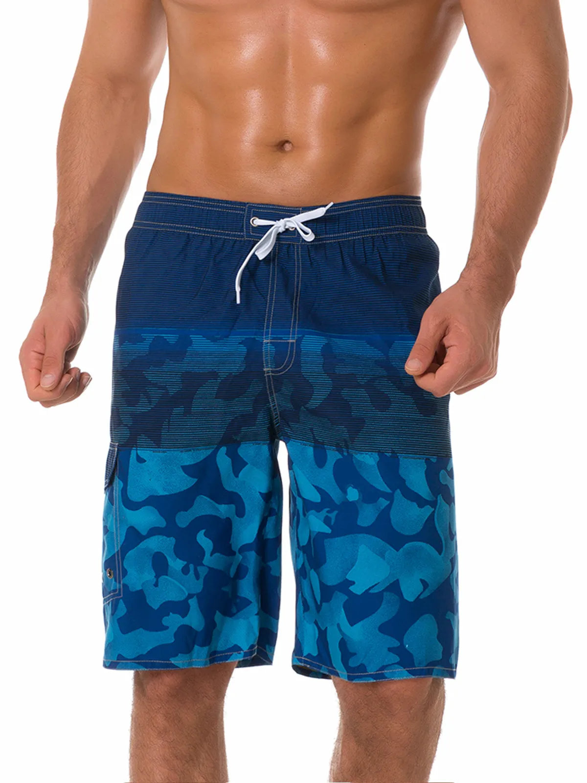 Men's Whale Print Animal Casual Beach Navy Blue Shorts Swimming Trunks