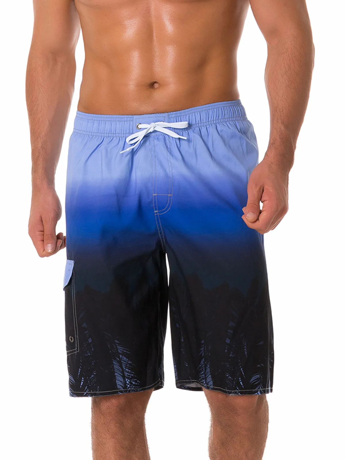 Men's Whale Print Animal Casual Beach Navy Blue Shorts Swimming Trunks