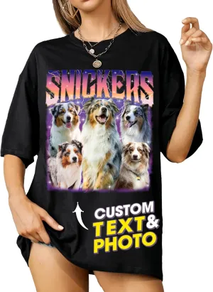 Mit & Mia Custom Your Own Bootleg Rap Shirts for Boyfriend Girlfriend Face Shirt with Photo Gift for Him Her Pet Lovers