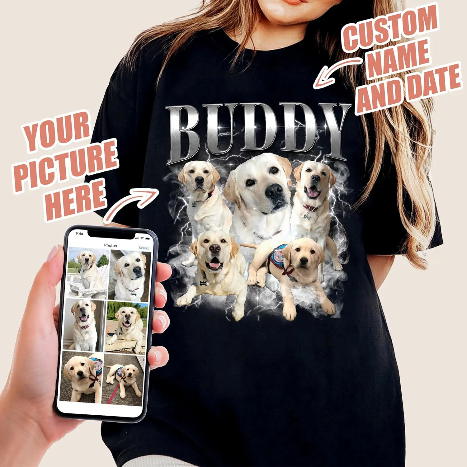 Mit & Mia Custom Your Own Bootleg Rap Shirts for Boyfriend Girlfriend Face Shirt with Photo Gift for Him Her Pet Lovers
