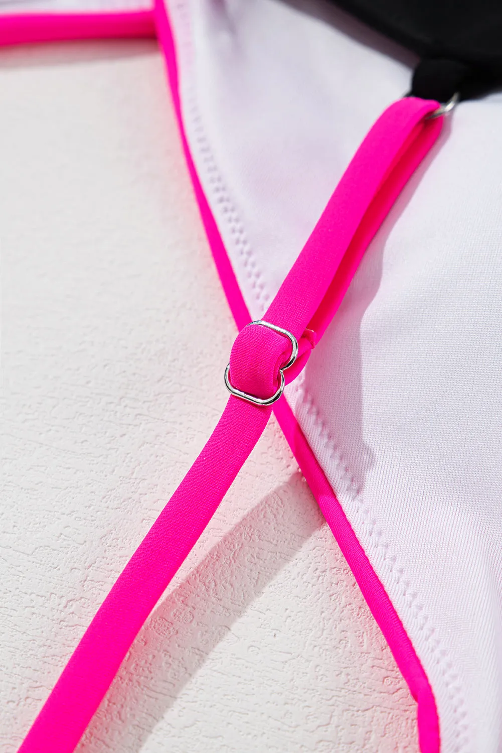 One-Piece Pink and Black Swimsuit