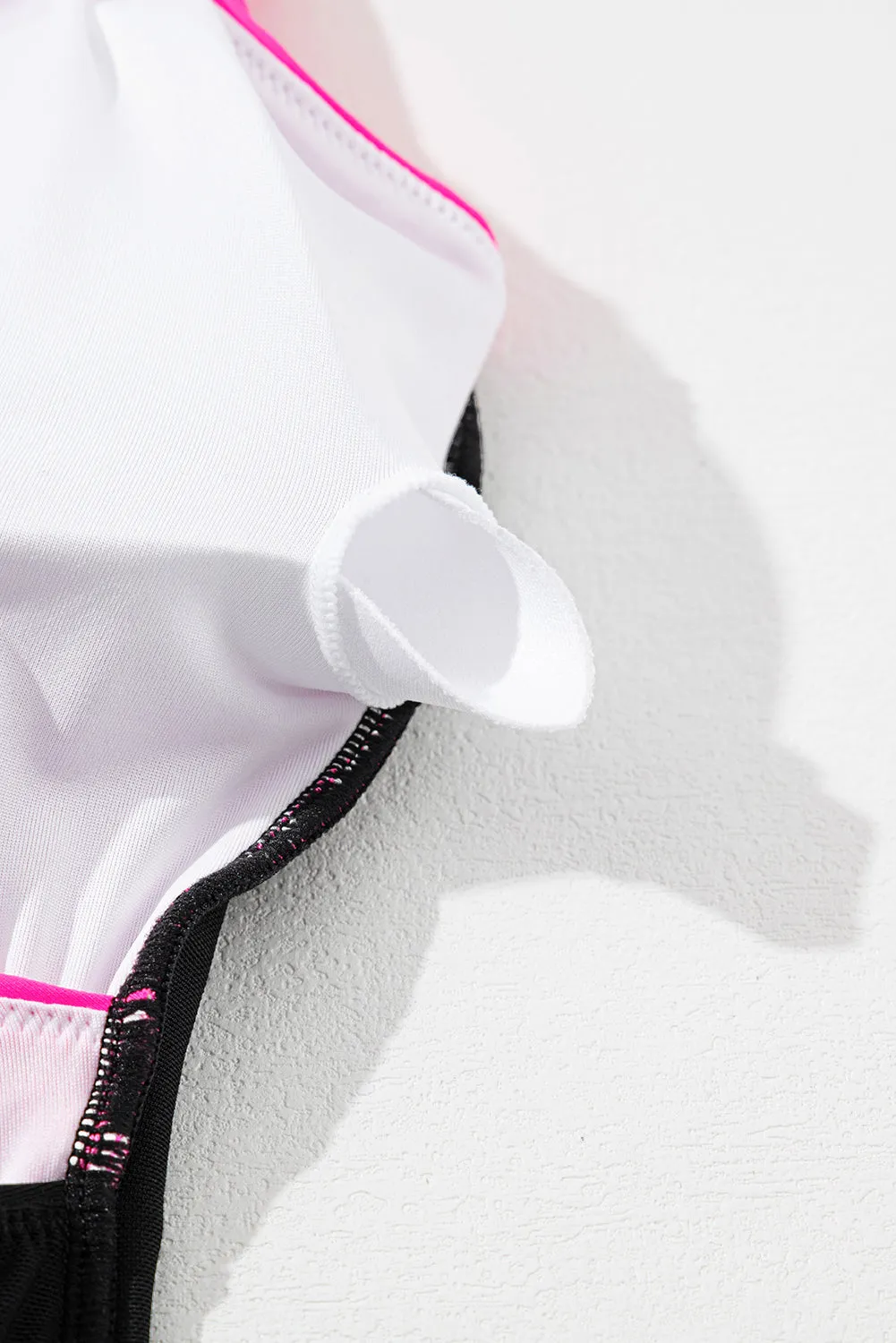 One-Piece Pink and Black Swimsuit
