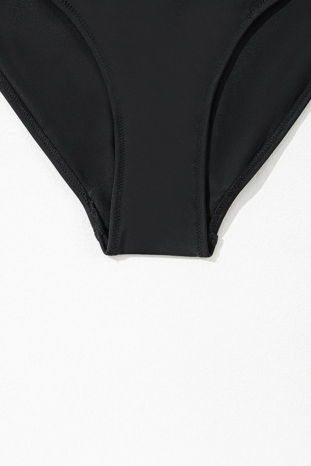 One-Piece Pink and Black Swimsuit