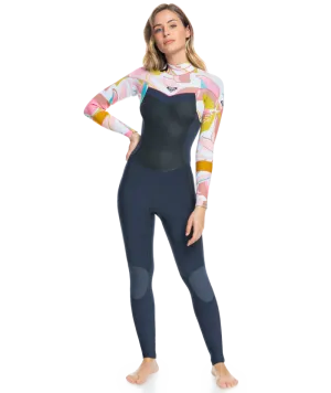 Roxy 4/3 Syncro BZ Wetsuit-Jt Gry/Crl Flm/Tmpl