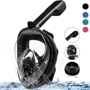 Snorkel Mask Full Face with Panoramic View and Action Camera Mount - Anti-Fog and Anti-Leak Design
