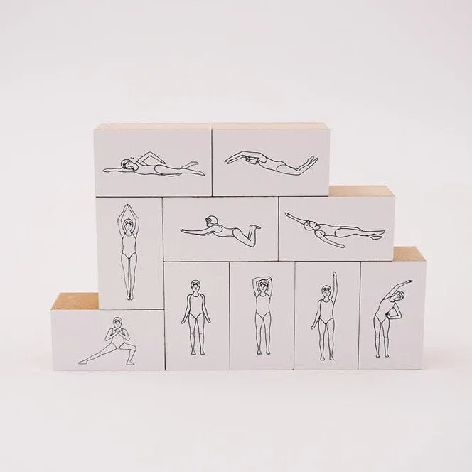 Swimming Pool Girl Rubber Stamp Set