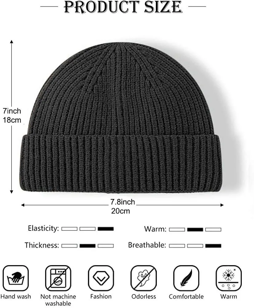 Trawler Beanie Watch Hat Roll-up Edge,Fisherman Ski Winter Warm Knit Caps Unisex