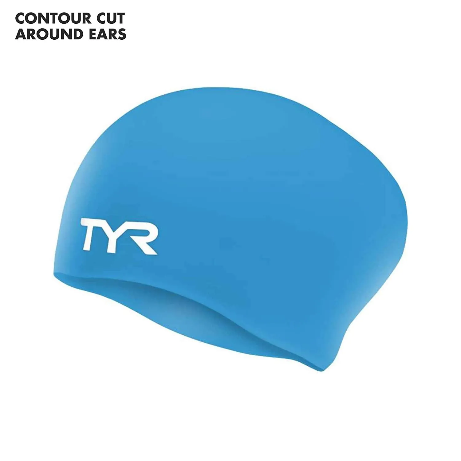 TYR Long Hair Silicone Swim Cap, Black - Adult