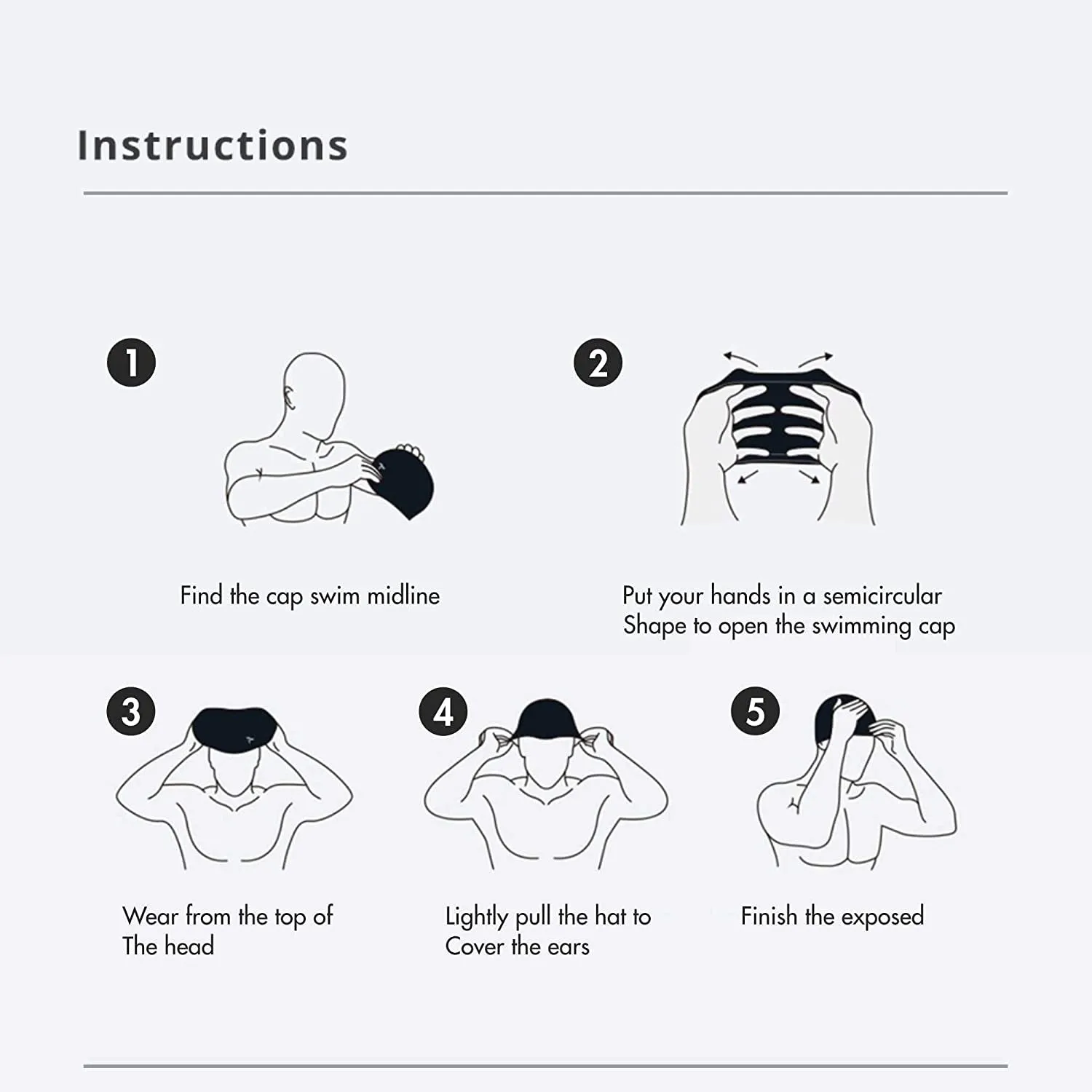TYR Long Hair Silicone Swim Cap, Black - Adult