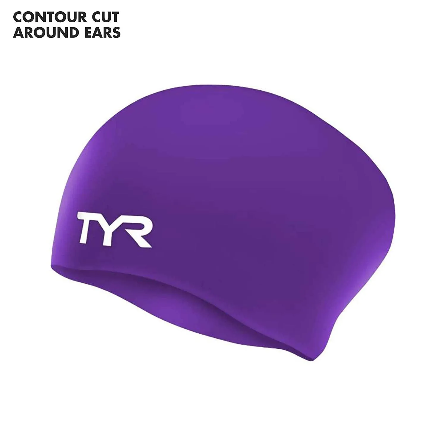 TYR Long Hair Silicone Swim Cap, Black - Adult