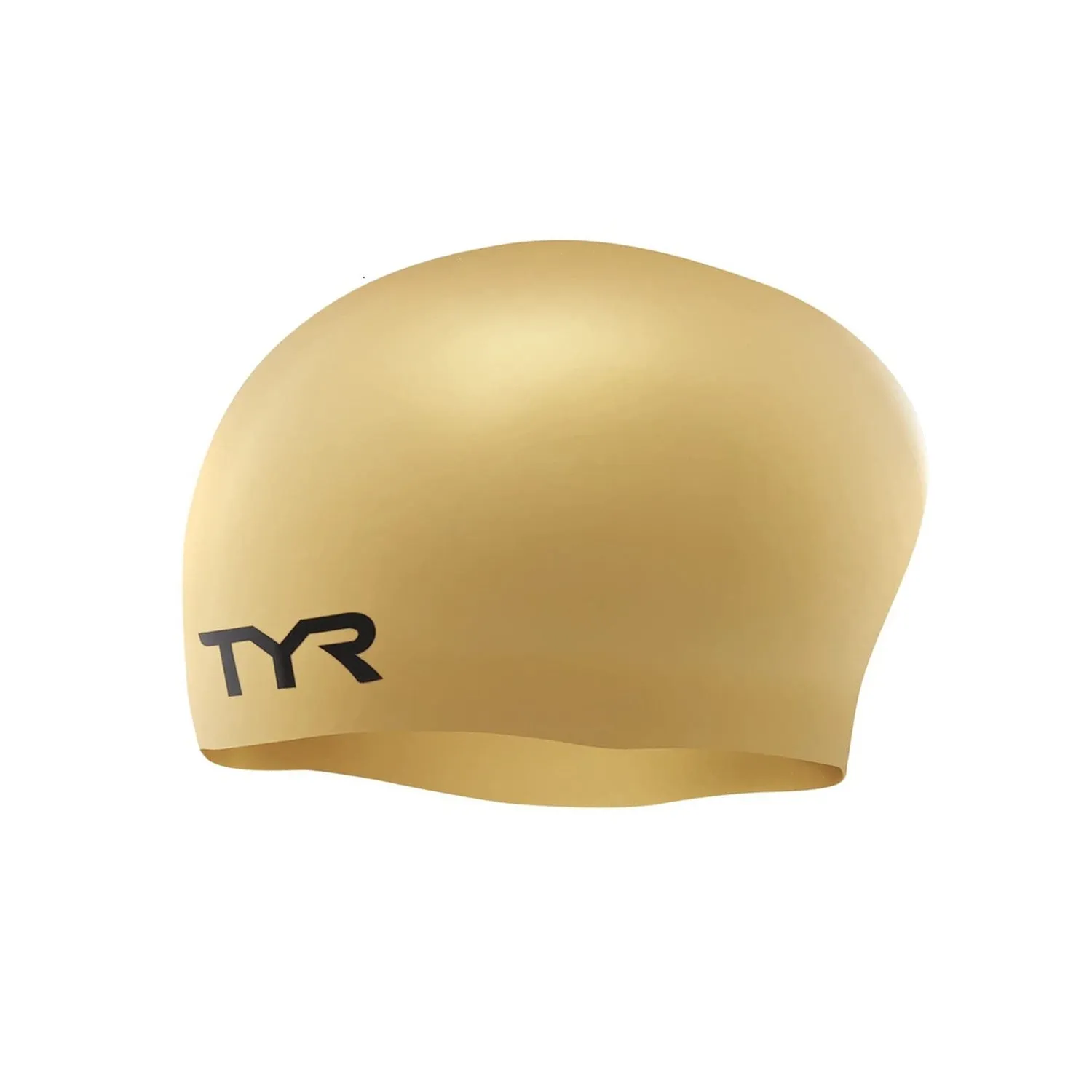 TYR Long Hair Silicone Wrinkle-Free Swim Cap, Gold - Adult