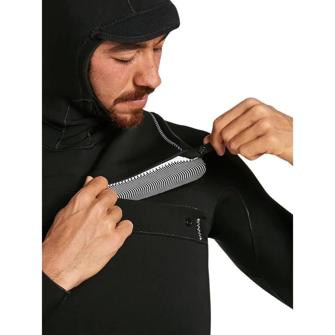 Volcom 4/3mm Hooded Chestzip Modulator Full Wetsuit - Black