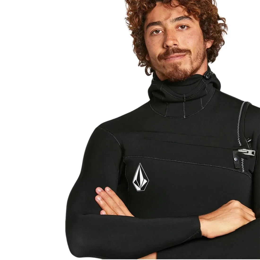 Volcom 4/3mm Hooded Chestzip Modulator Full Wetsuit - Black