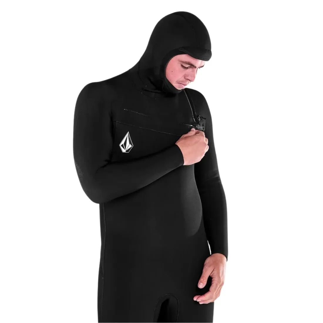 Volcom 4/3mm Hooded Chestzip Modulator Full Wetsuit - Black