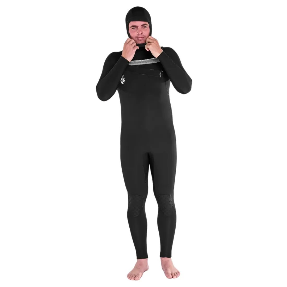 Volcom 4/3mm Hooded Chestzip Modulator Full Wetsuit - Black