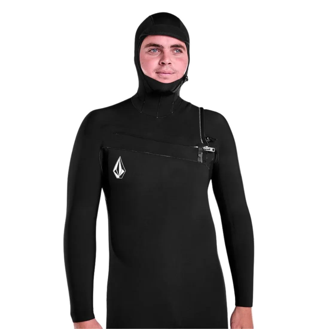 Volcom 4/3mm Hooded Chestzip Modulator Full Wetsuit - Black