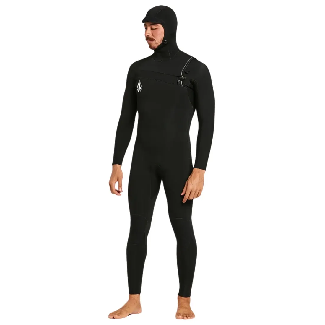 Volcom 4/3mm Hooded Chestzip Modulator Full Wetsuit - Black
